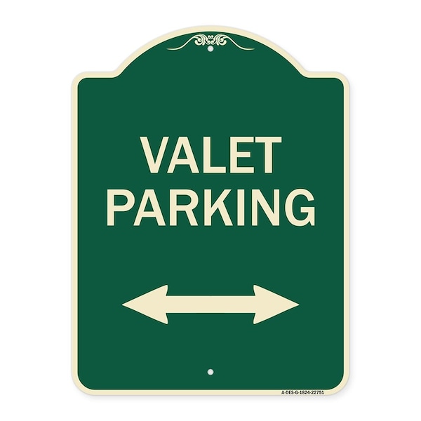 Signmission Valet Parking W/ Bidirectional Arrow Heavy-Gauge Aluminum Sign, 24" x 18", G-1824-22751 A-DES-G-1824-22751 - main